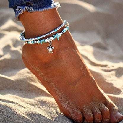 Beach Sea Star & Turtle Anklet
