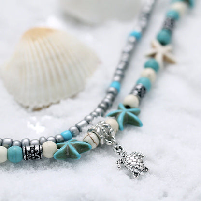 Beach Sea Star & Turtle Anklet