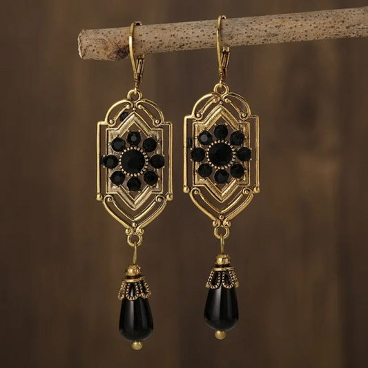 Vintage Black Drop Earrings