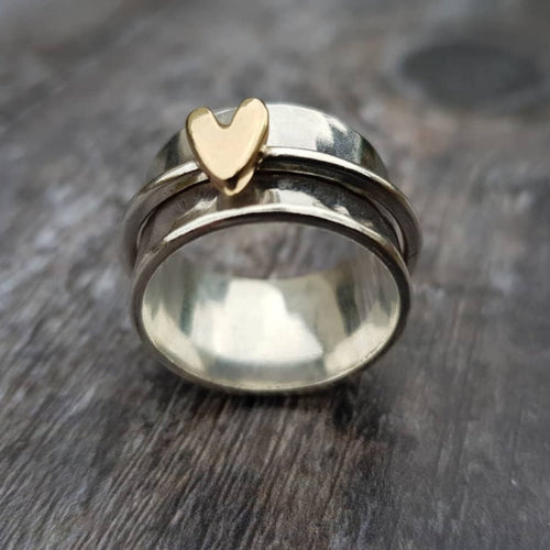 Vintage Silver Heart Ring in Gold