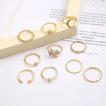 10-Pack Bohemian Silver and Gold-Plated Rings