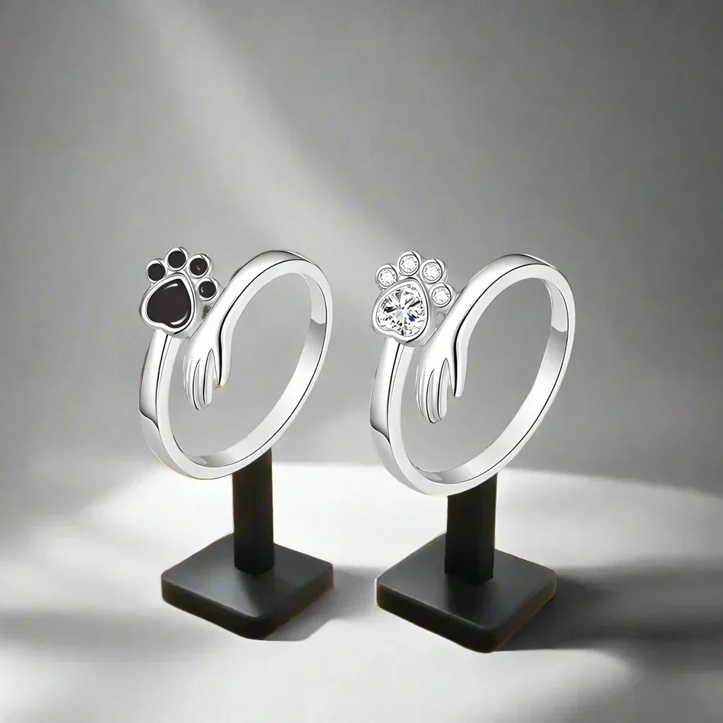 Adjustable Ring Hand and Paw Print Design