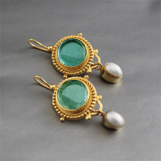 Vintage Turquoise & Pearl Earrings