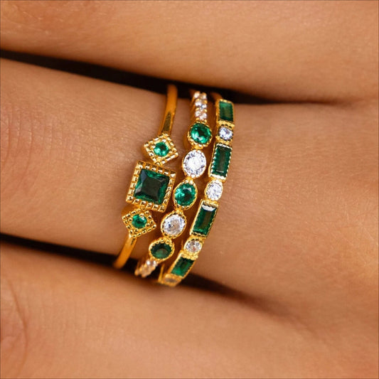 Alex - Unique Inlaid Zirconia Ring Set