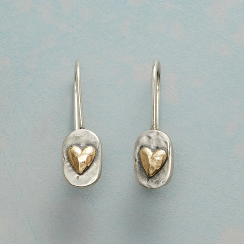 Art Deco Silver Heart Earrings
