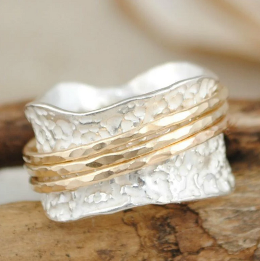 Retro Thin Gold & Silver Ring