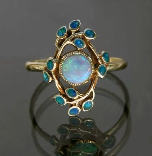 Blue Crystal & Opal Vintage Ring